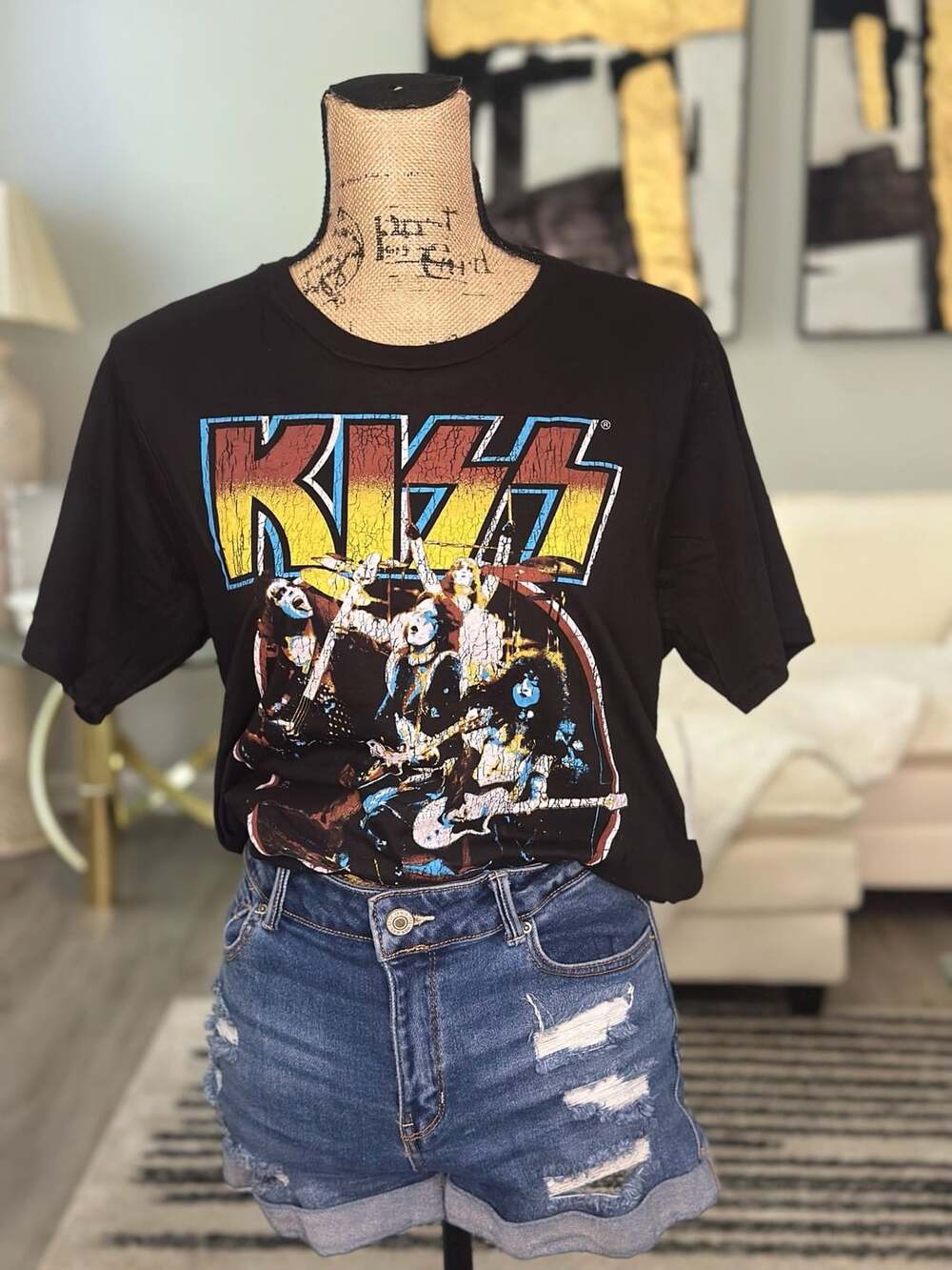 KISS Alive In 75 Graphic T-Shirt Size M Black Rock Band Tee